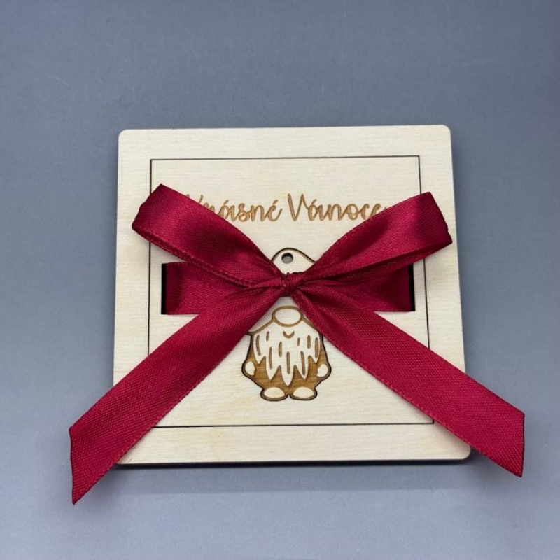 Skřítek se srdíčkem - Vánoční gravírovaná krabička na peníze