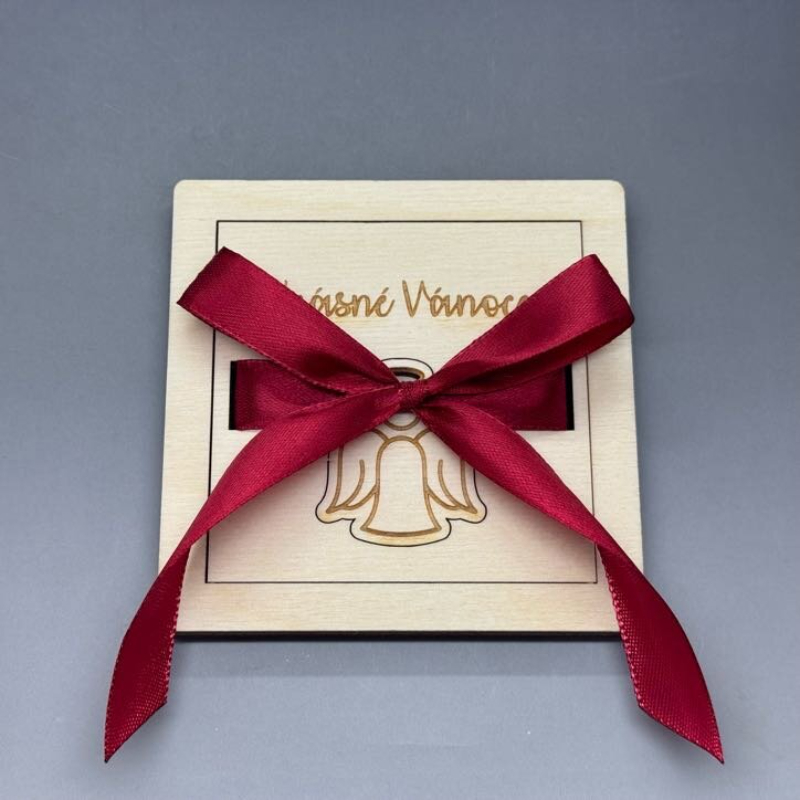 Andílek - Vánoční gravírovaná krabička na peníze