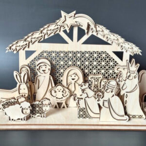 Vánoční betlém velký lepený z březové překližky