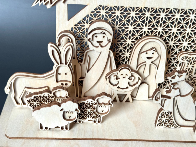 Vánoční betlém velký lepený z březové překližky - Obrázek 4
