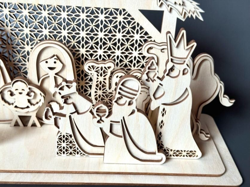 Vánoční betlém velký lepený z březové překližky - Obrázek 5