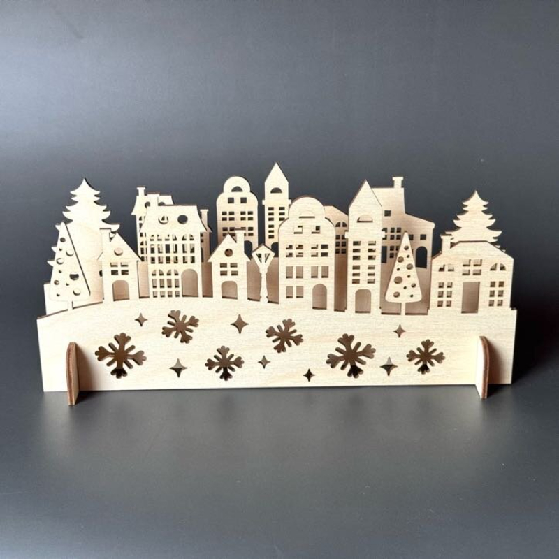 Vánoční dekorace z březové překližky - domečky