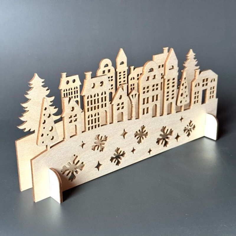 Vánoční dekorace z březové překližky - domečky - Obrázek 2