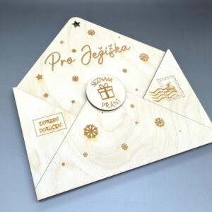 Dřevěná obálka na dopis pro Ježíska