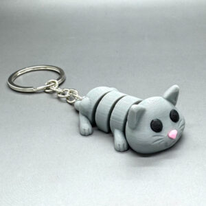 Kočička šedá - Klíčenka - Flexi zvířátko (3D tisk)