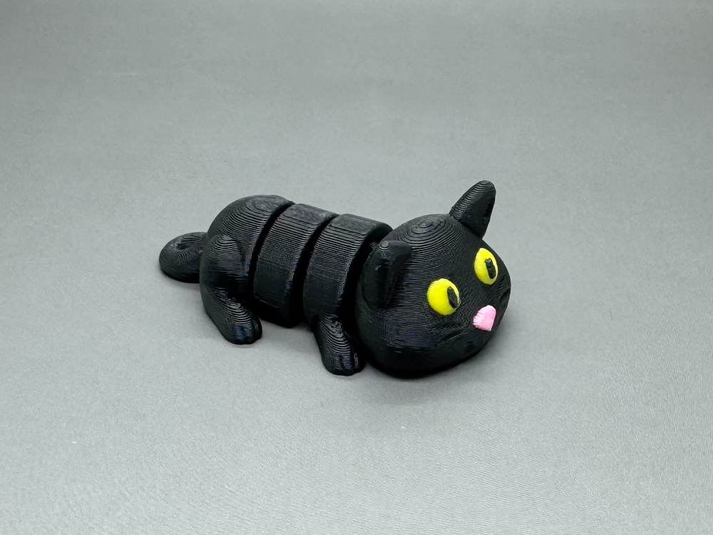 Kočička černá - Flexi zvířátko (3D tisk) - Obrázek 2