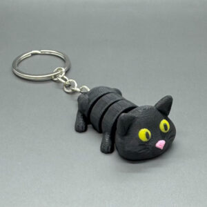 Kočička černá - Klíčenka - Flexi zvířátko (3D tisk)