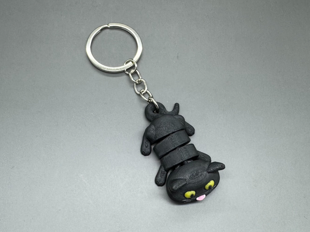 Kočička černá - Klíčenka - Flexi zvířátko (3D tisk) - Obrázek 3