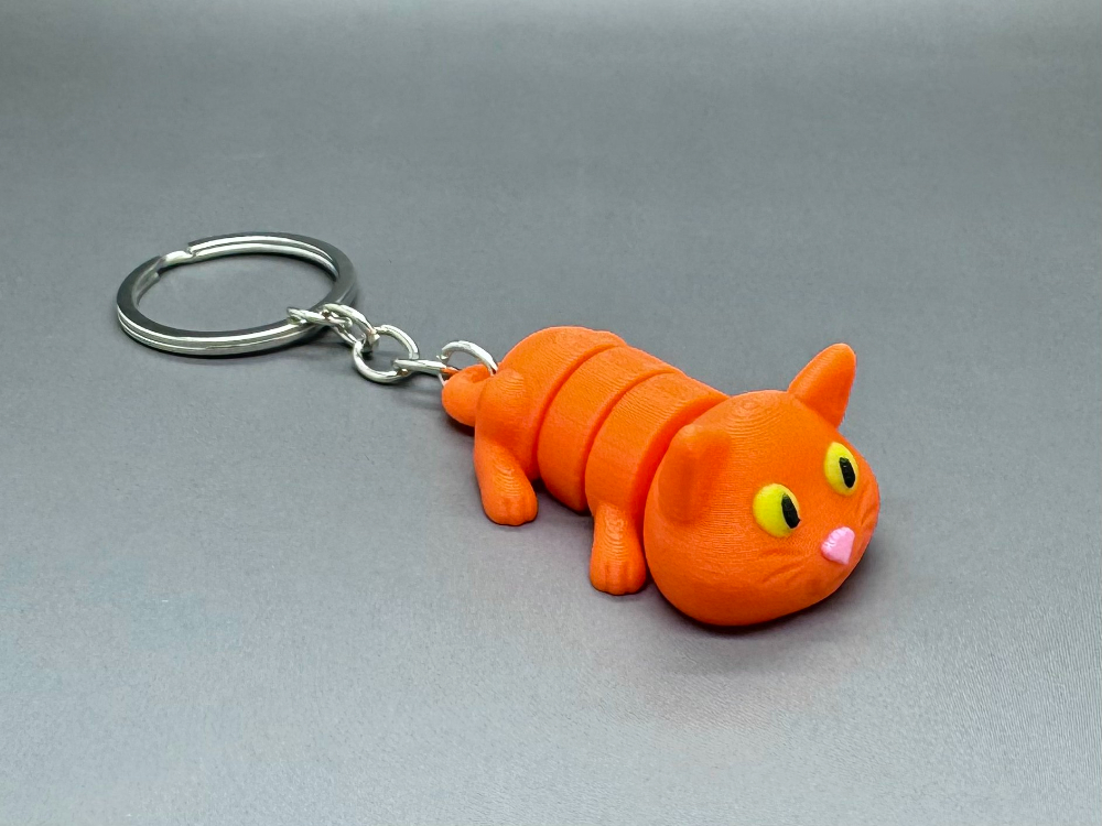 Kočička oranžová - Klíčenka - Flexi zvířátko (3D tisk)