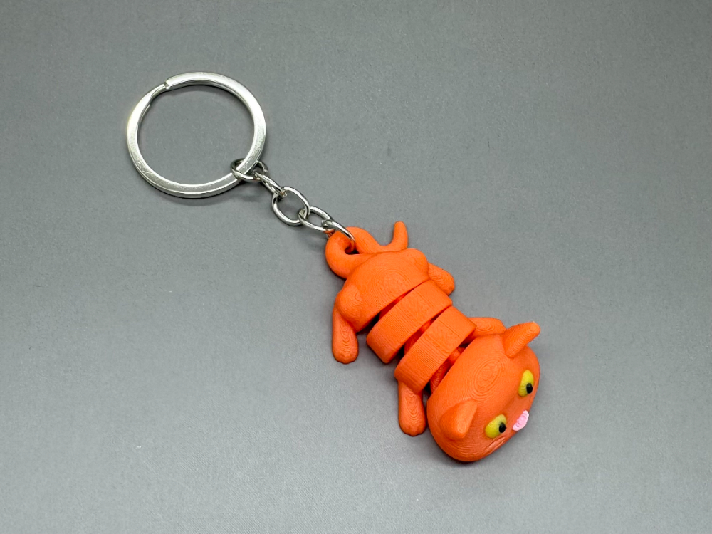 Kočička oranžová - Klíčenka - Flexi zvířátko (3D tisk) - Obrázek 3